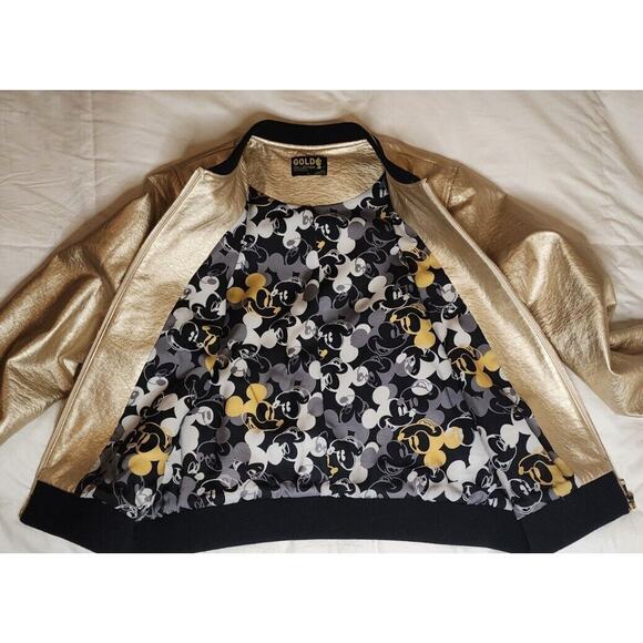 Disney Mickey Mouse Gold Collection Zippered Bomber Jacket Rare Size Large - Picture 6 of 9